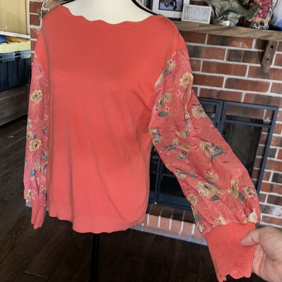 Siani Milano Scalloped Neckline Mesh Lace Balloon Sleeve size M - Picture 4 of 9